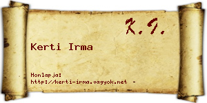 Kerti Irma névjegykártya